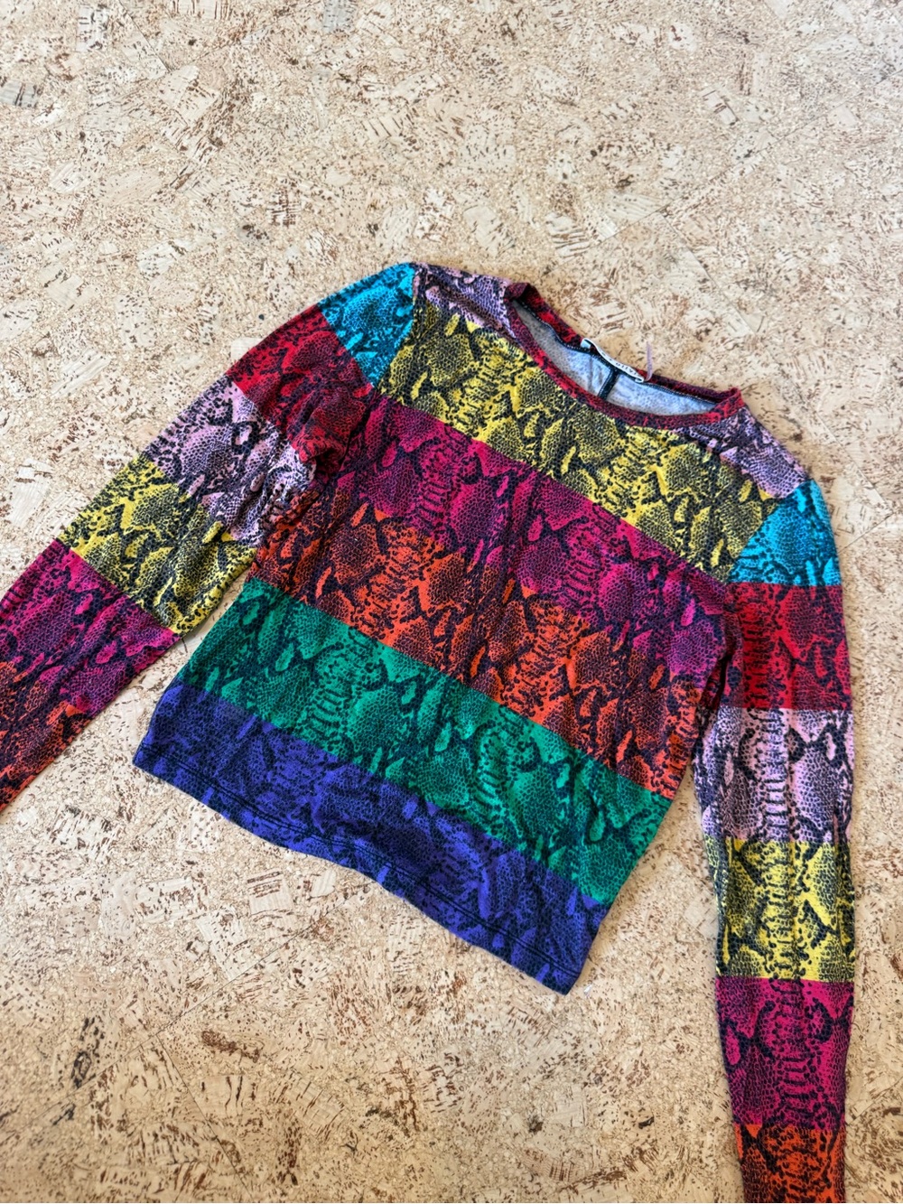Alice + Olivia Multicolor Snake-Print Long Sleeve Top